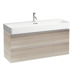 Spintelė praustuvui Laufen SPACE 1181x408x500 mm, 2 stalčiai, praustuvui 810289, spalva- šviesus riešutmedis, su aliuminio rankenėlėmis 